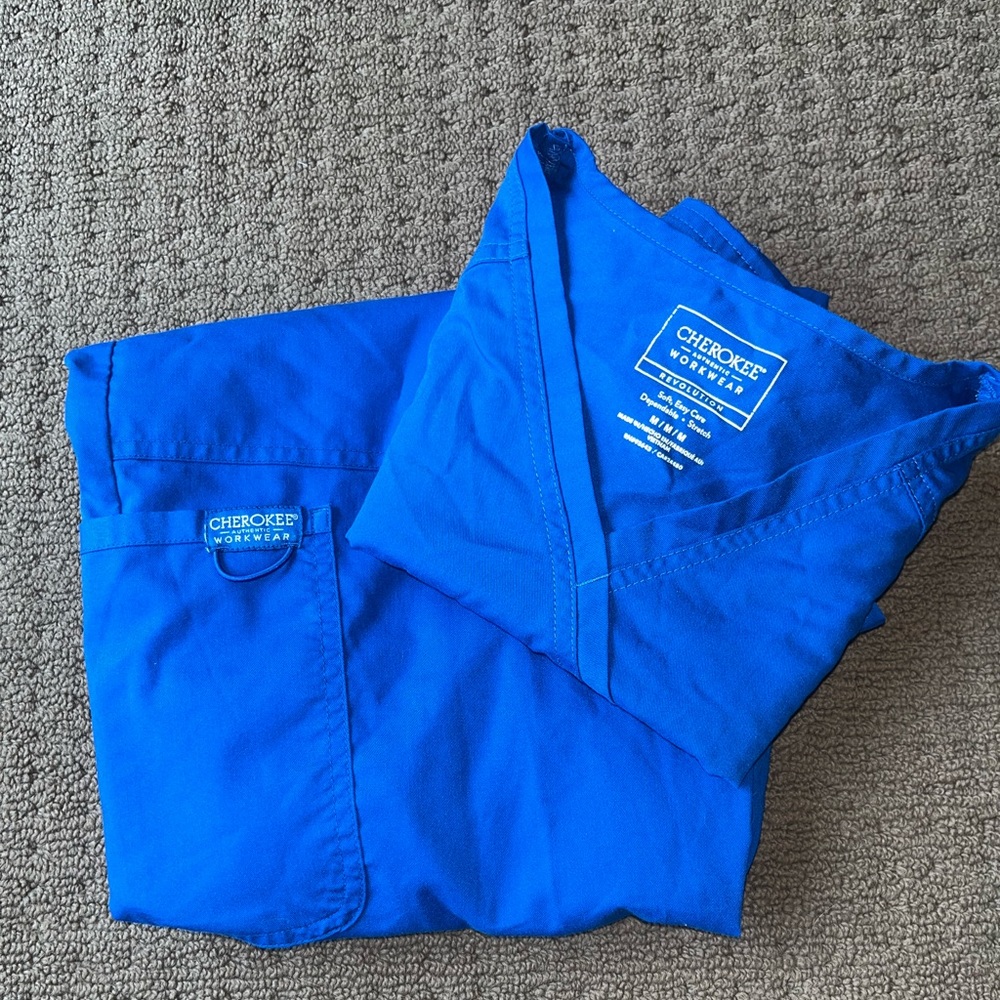 Cherokee Royal Blue Scrub Set, women’s, size m
